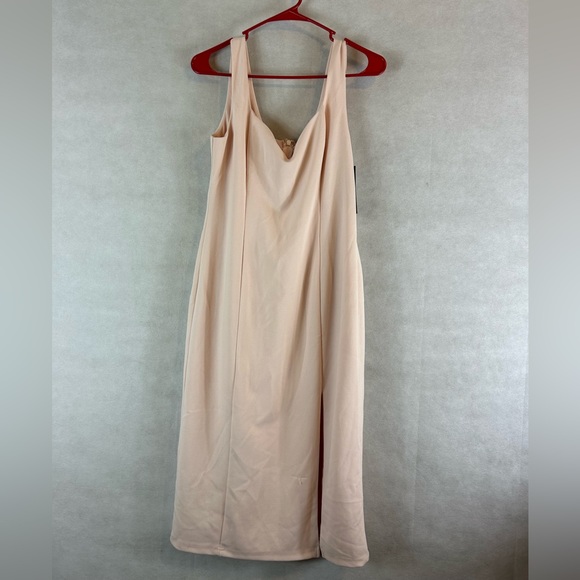 Lulus take me out tonight Midi dress NWT size 14 side slit blush pink - Picture 5 of 10